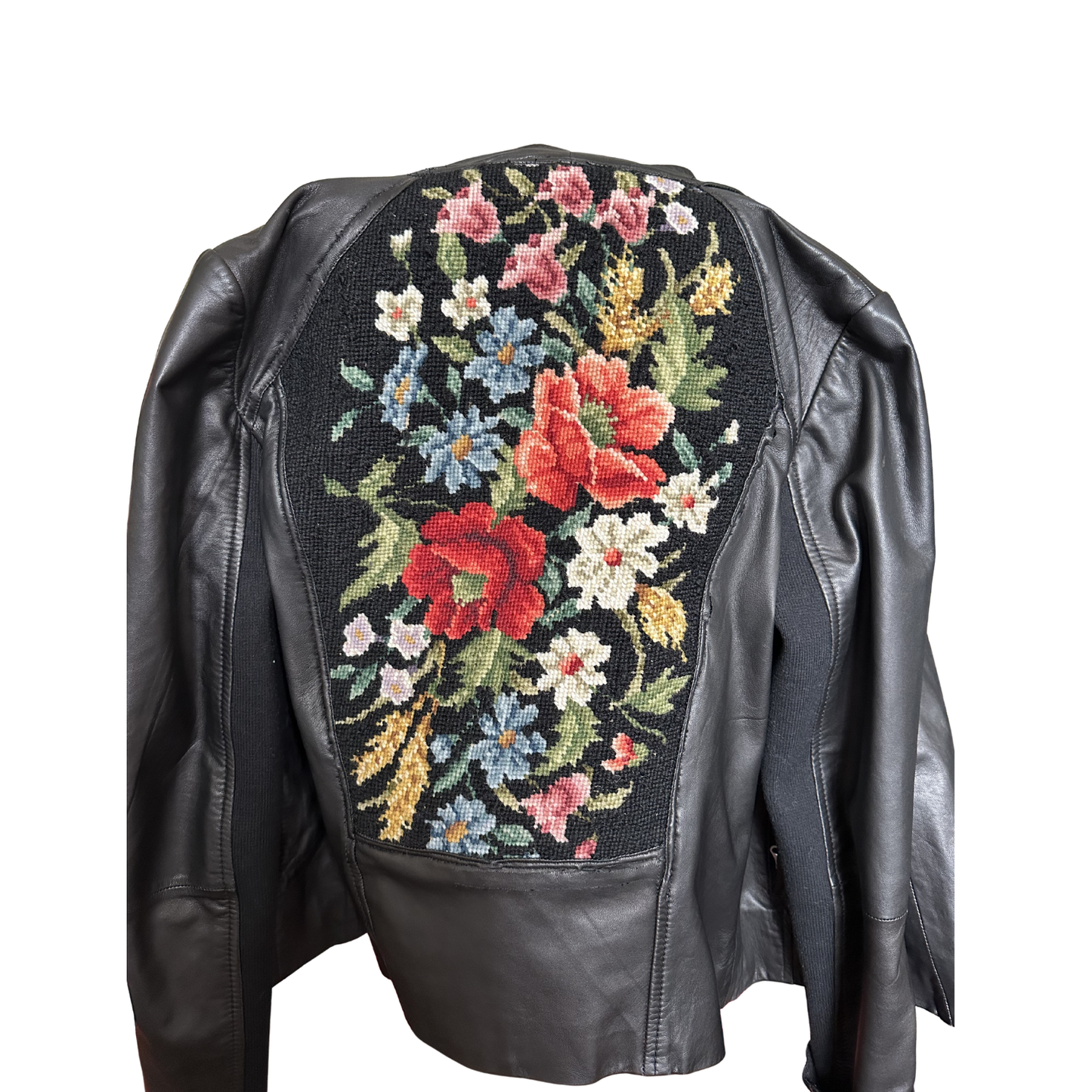 Leather & Vintage Needlepoint Jacket