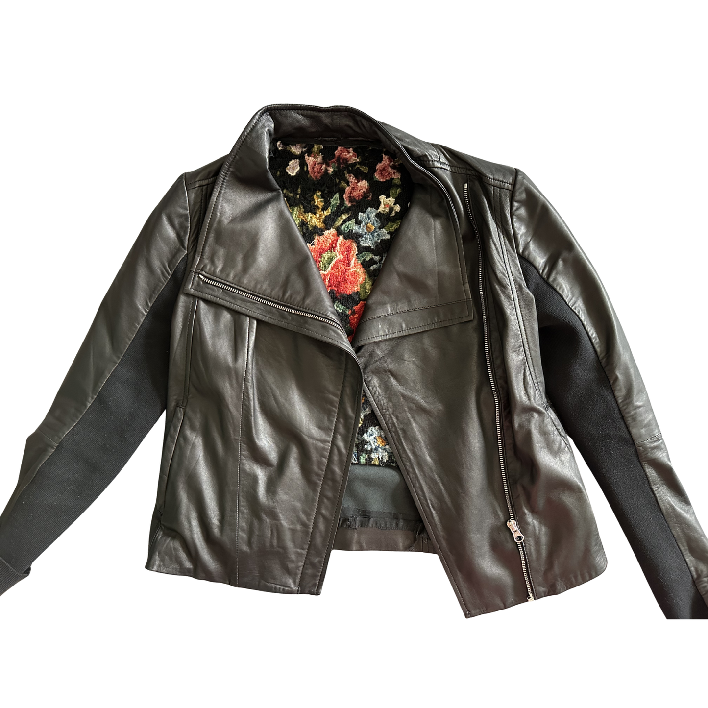 Leather & Vintage Needlepoint Jacket