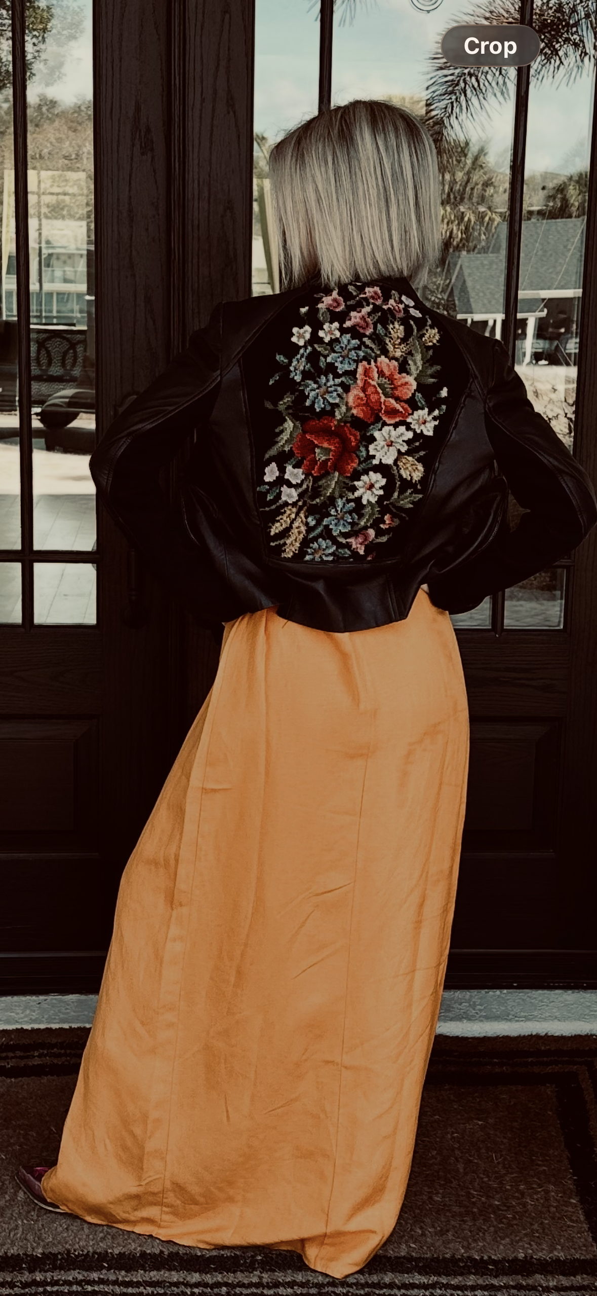 Leather & Vintage Needlepoint Jacket